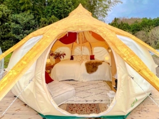 【池サイド】4m ロータスベルテント（最大2名）愛犬同伴OK